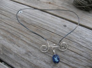 Iron and sterling silver in one piece, sterling silver clasp, jasper.